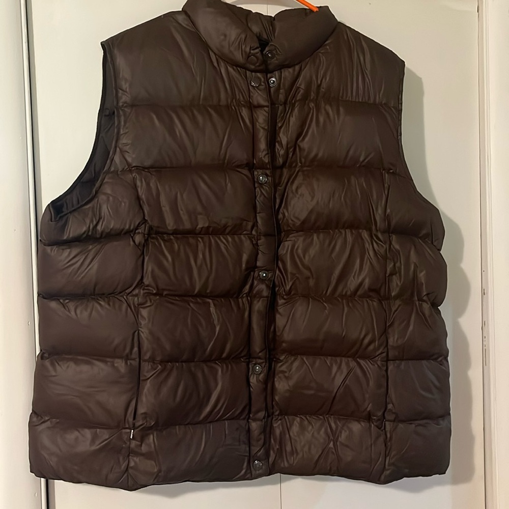 Lands End Puffer Vest, XL, Chocolate Brown